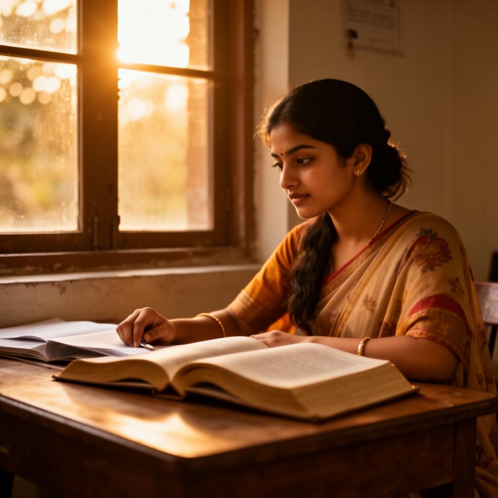 Indian student studying
